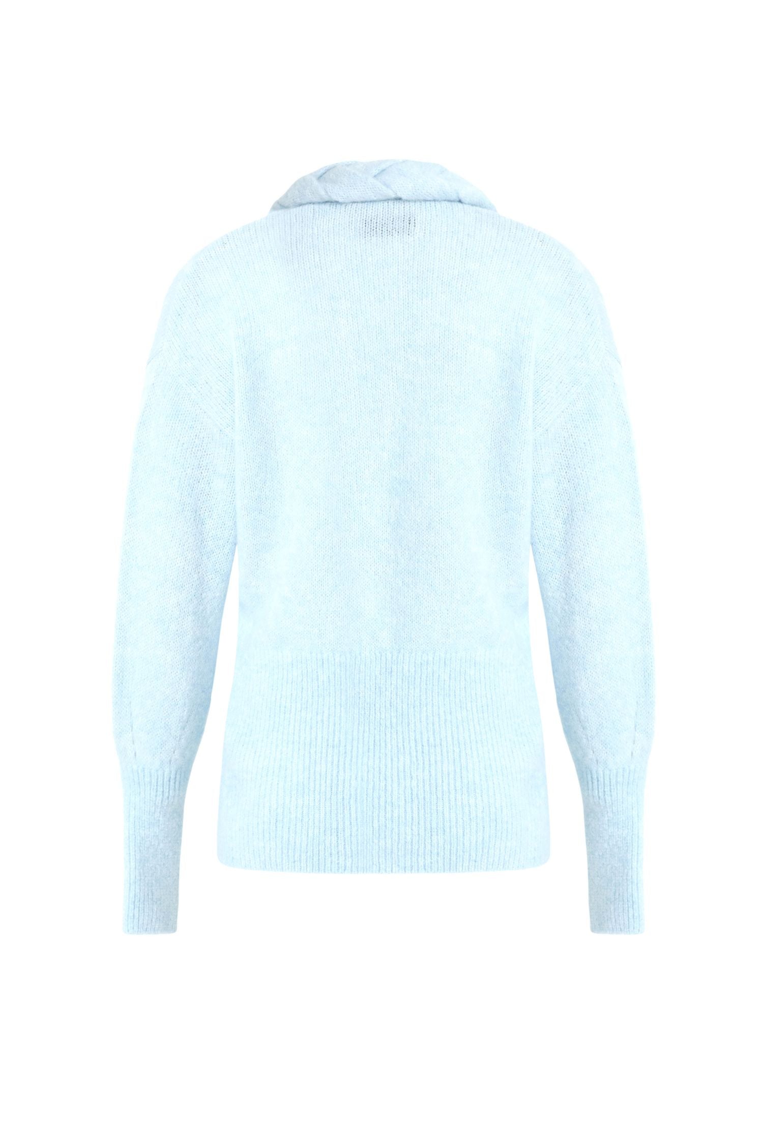 Blue Color Soft Knit Cardigan with Brain Trim