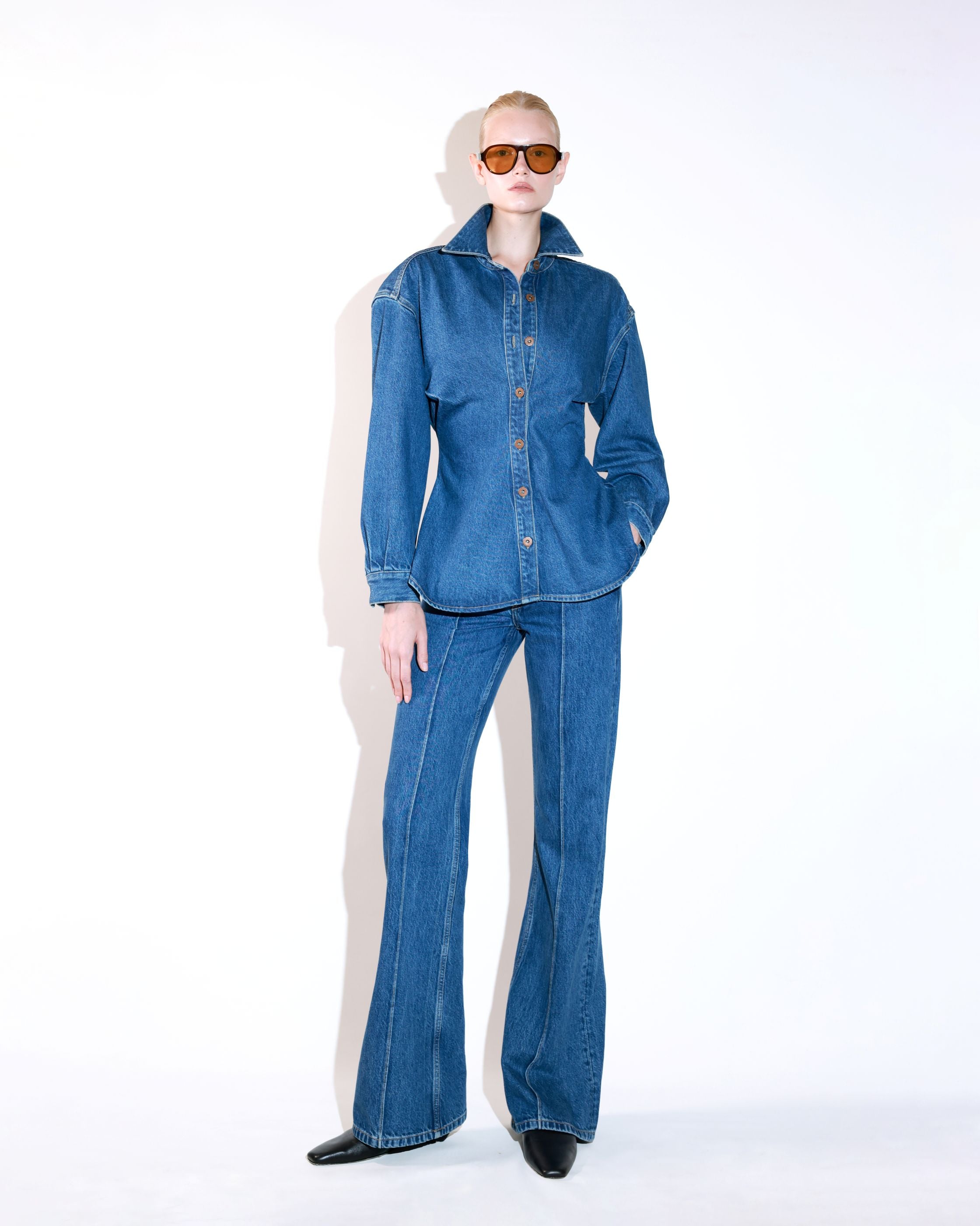 Classic Denim Jacket with Waist Shaping