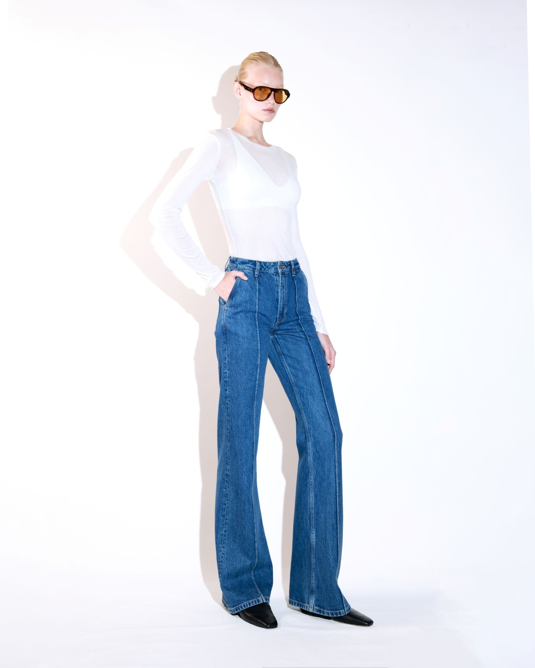 Blue Straight-Leg Denim Jeans