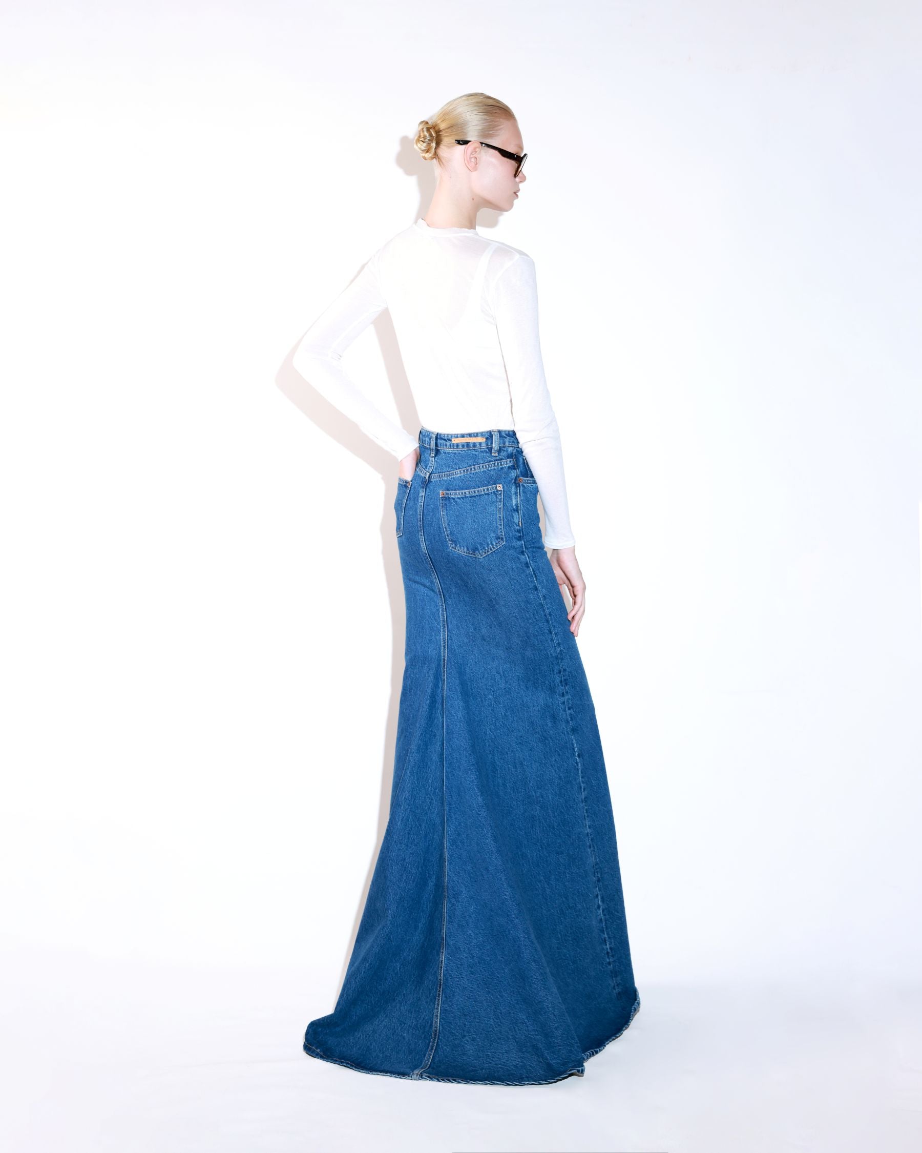 Blue A-Line Denim Skirt