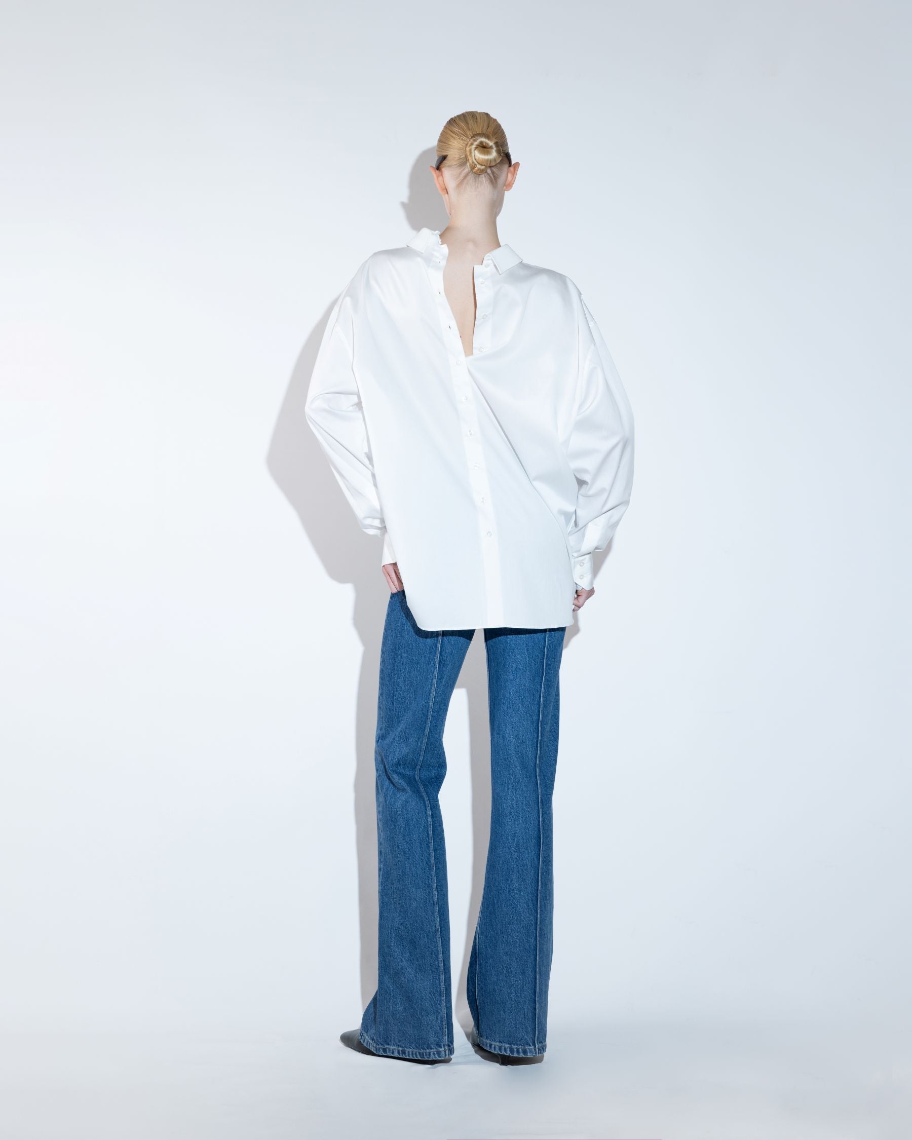 Reversible Relaxed-Fit, White Poplin Shirt