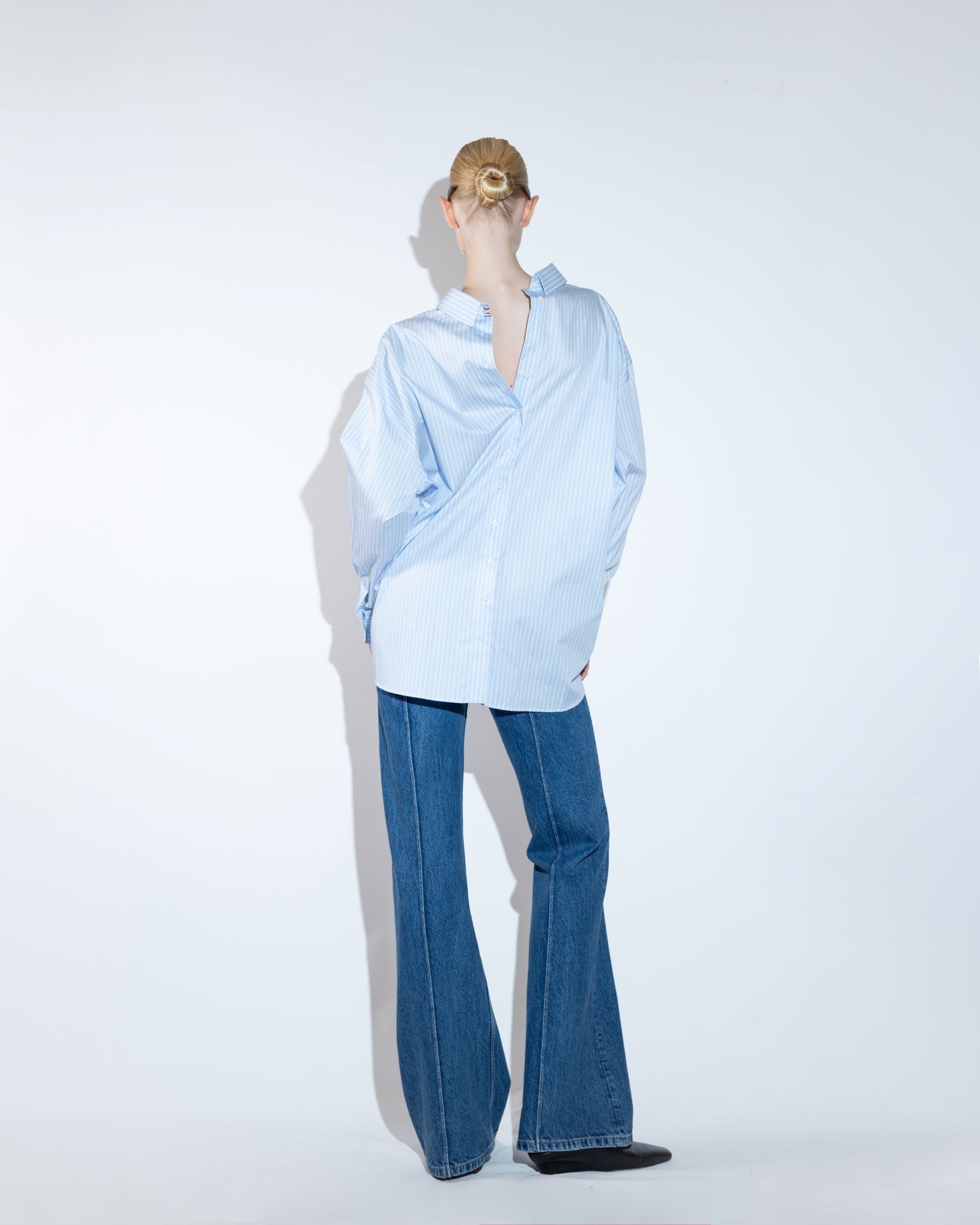 Reversible Relaxed-Fit, Button-Down Blue Striped Poplin Shirt