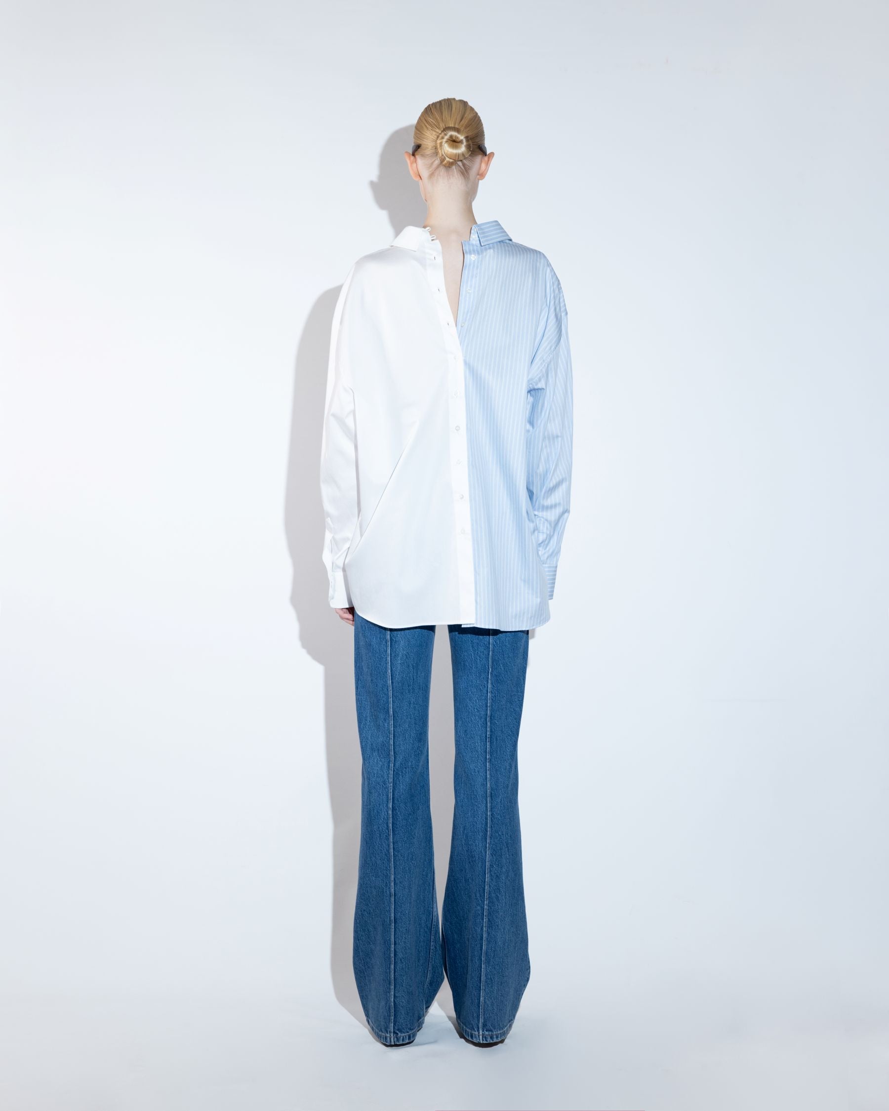 Reversible Relaxed-Fit, White Poplin Shirt