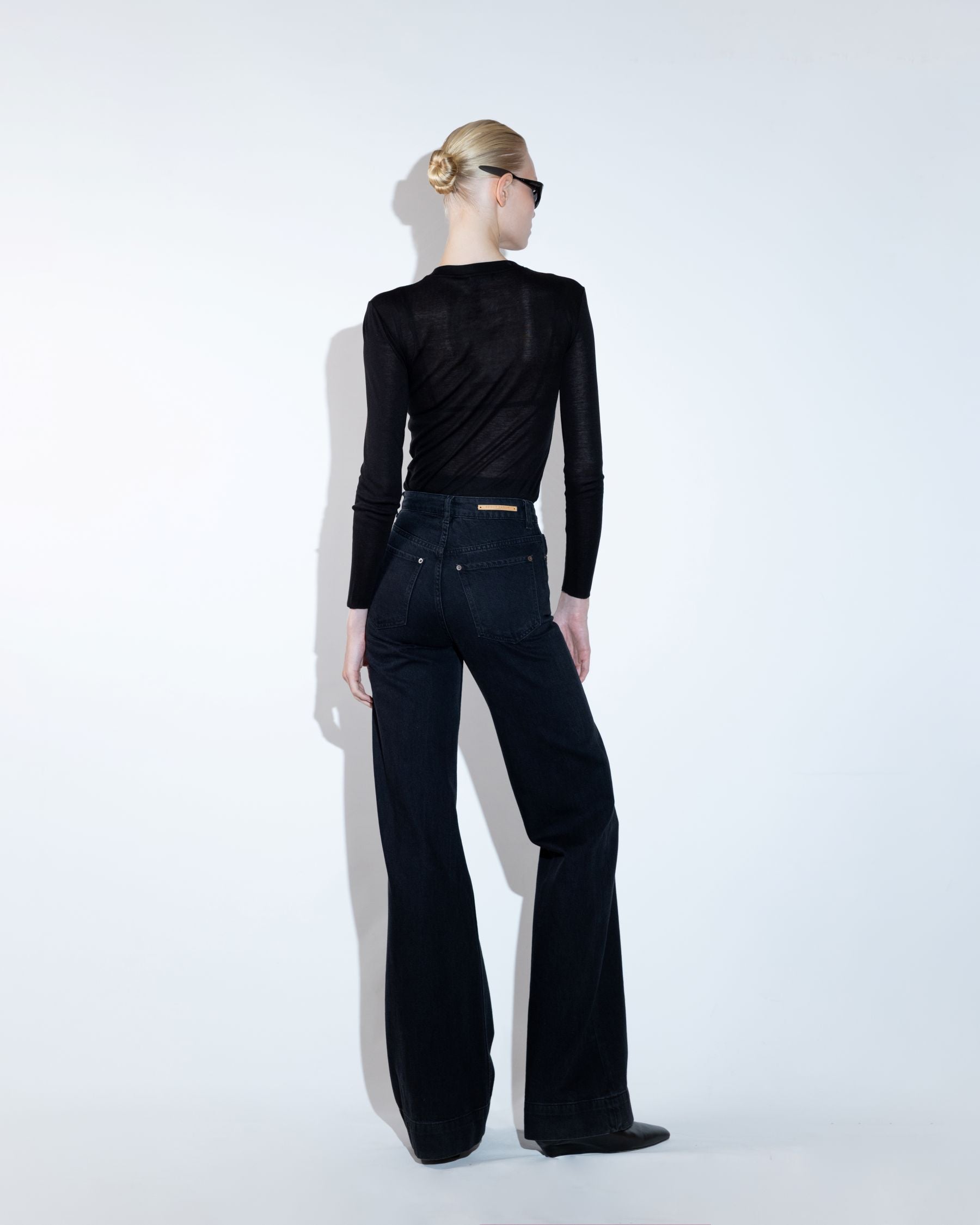 Black Wide-Leg Denim Pants