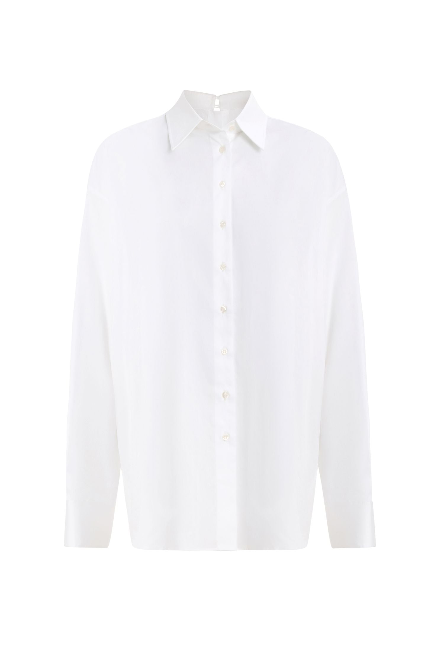 Reversible Relaxed-Fit, White Poplin Shirt
