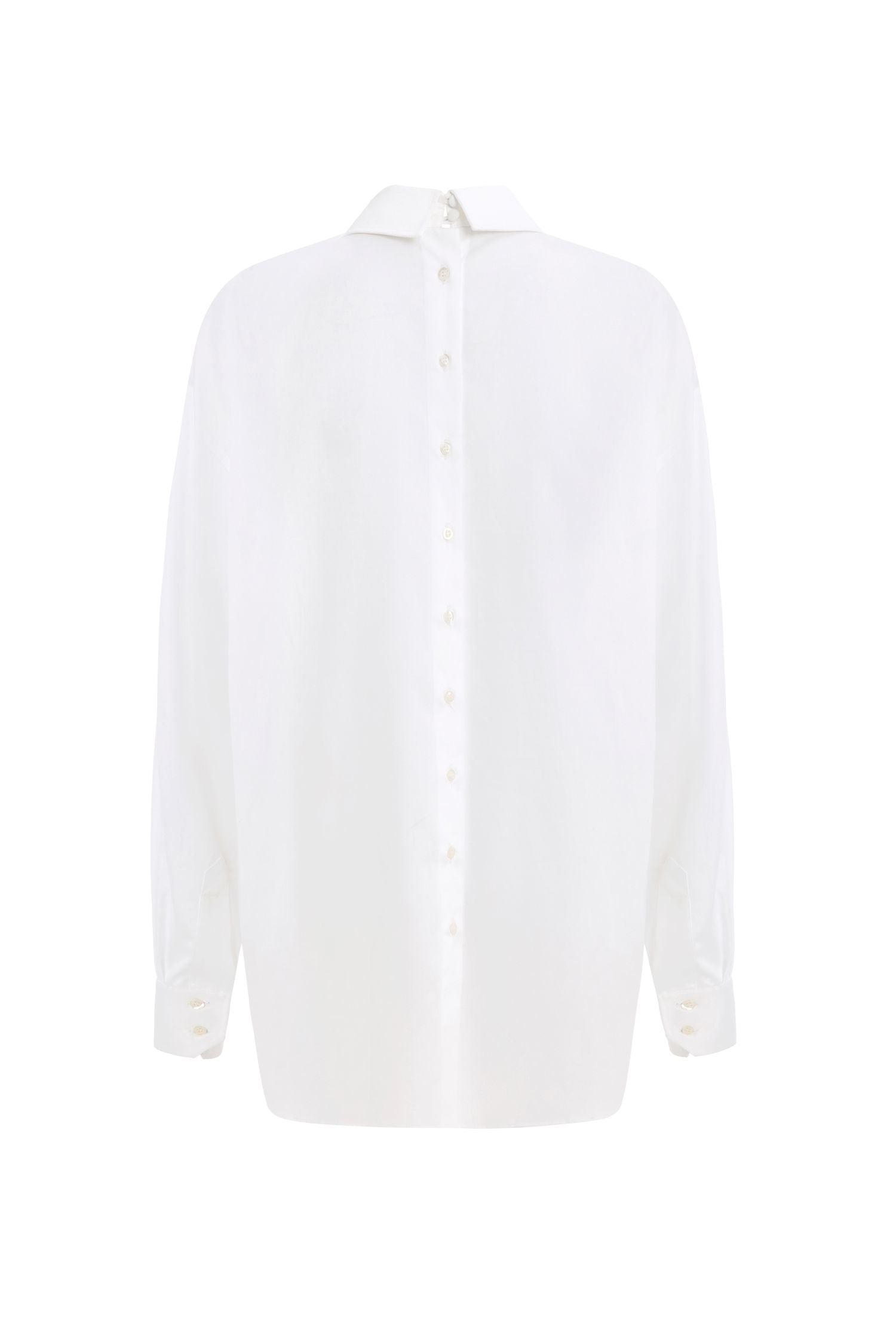 Reversible Relaxed-Fit, White Poplin Shirt