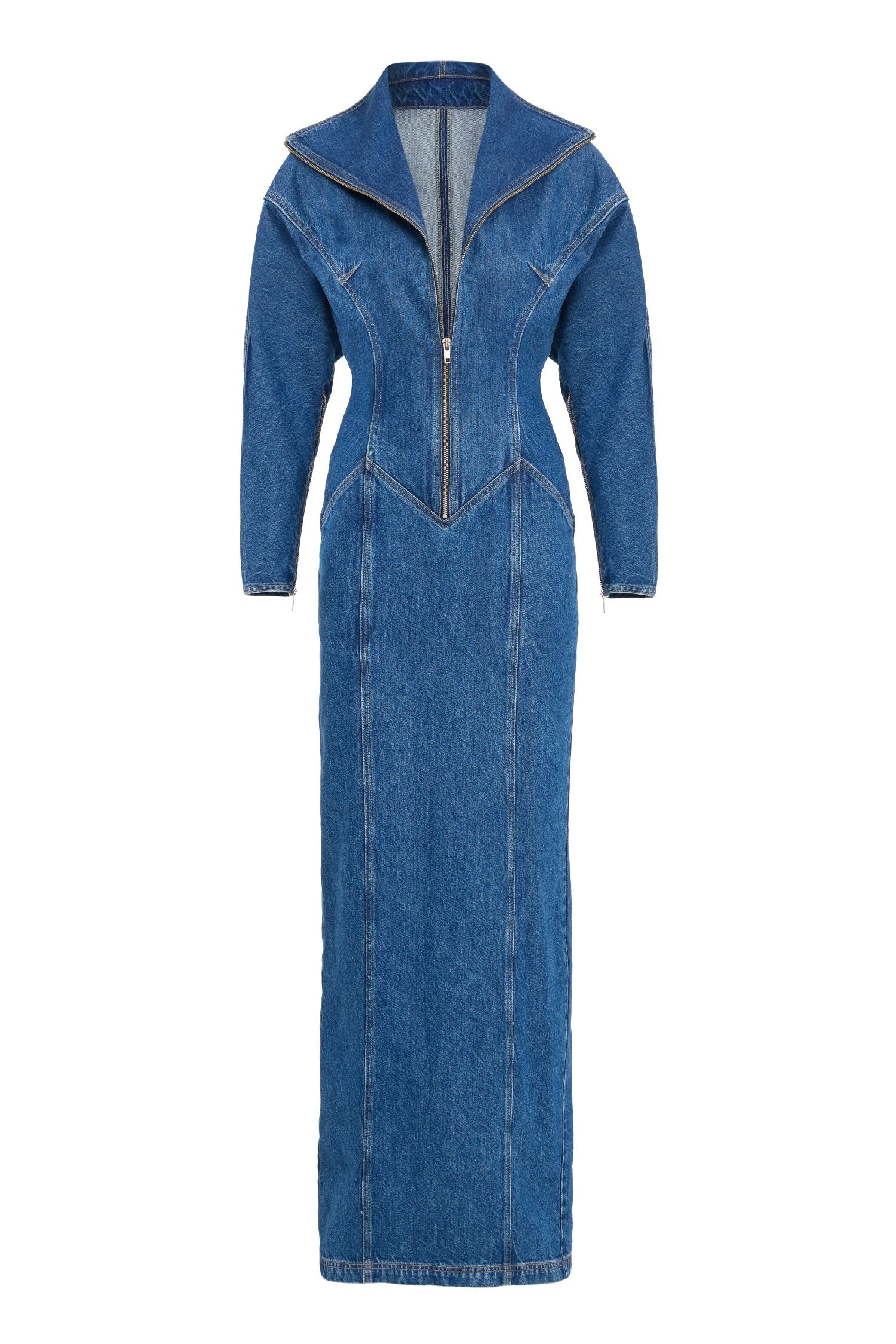Jean Long Zip-Up Maxi Dress