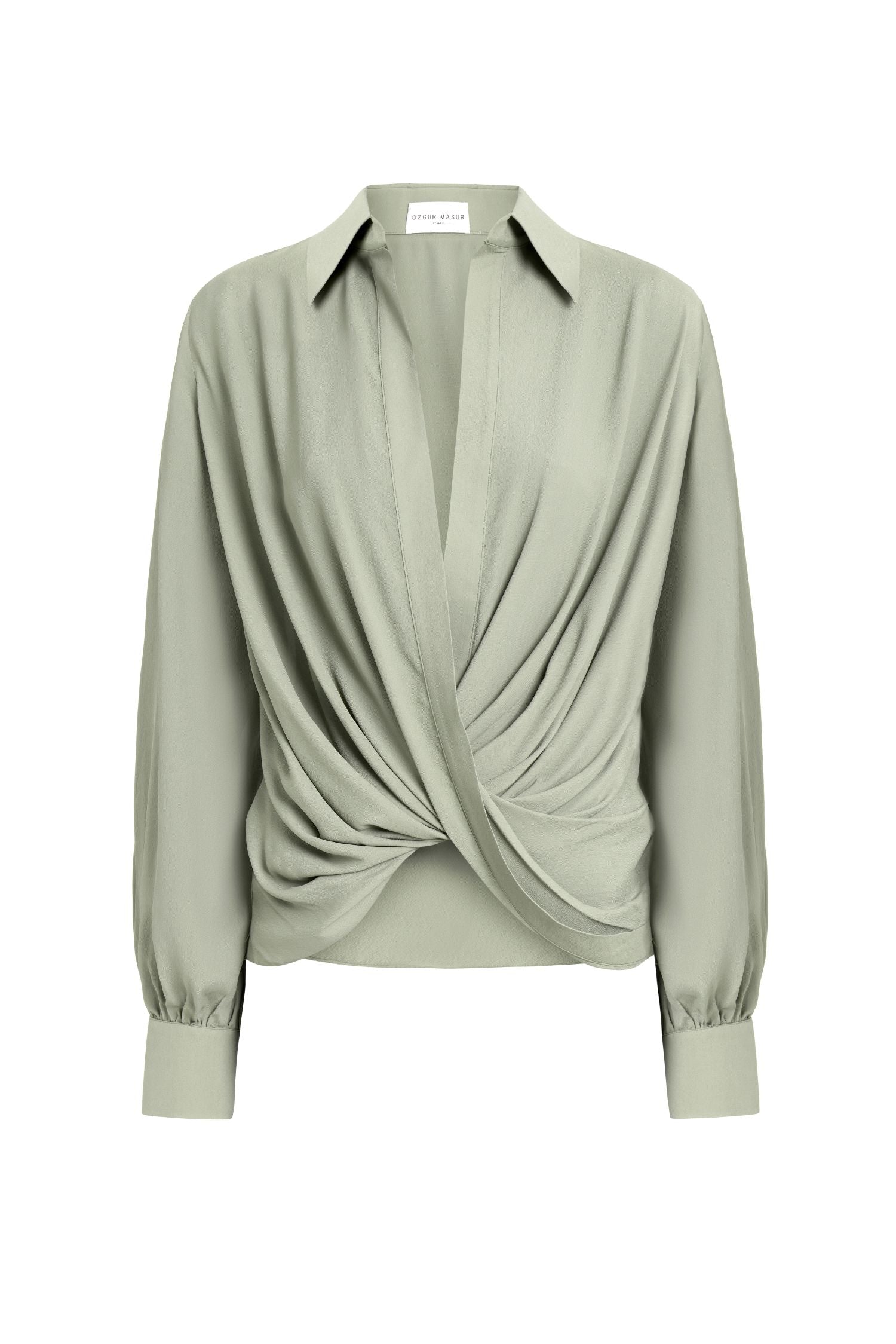Tailored Khaki Chiffon Blouse