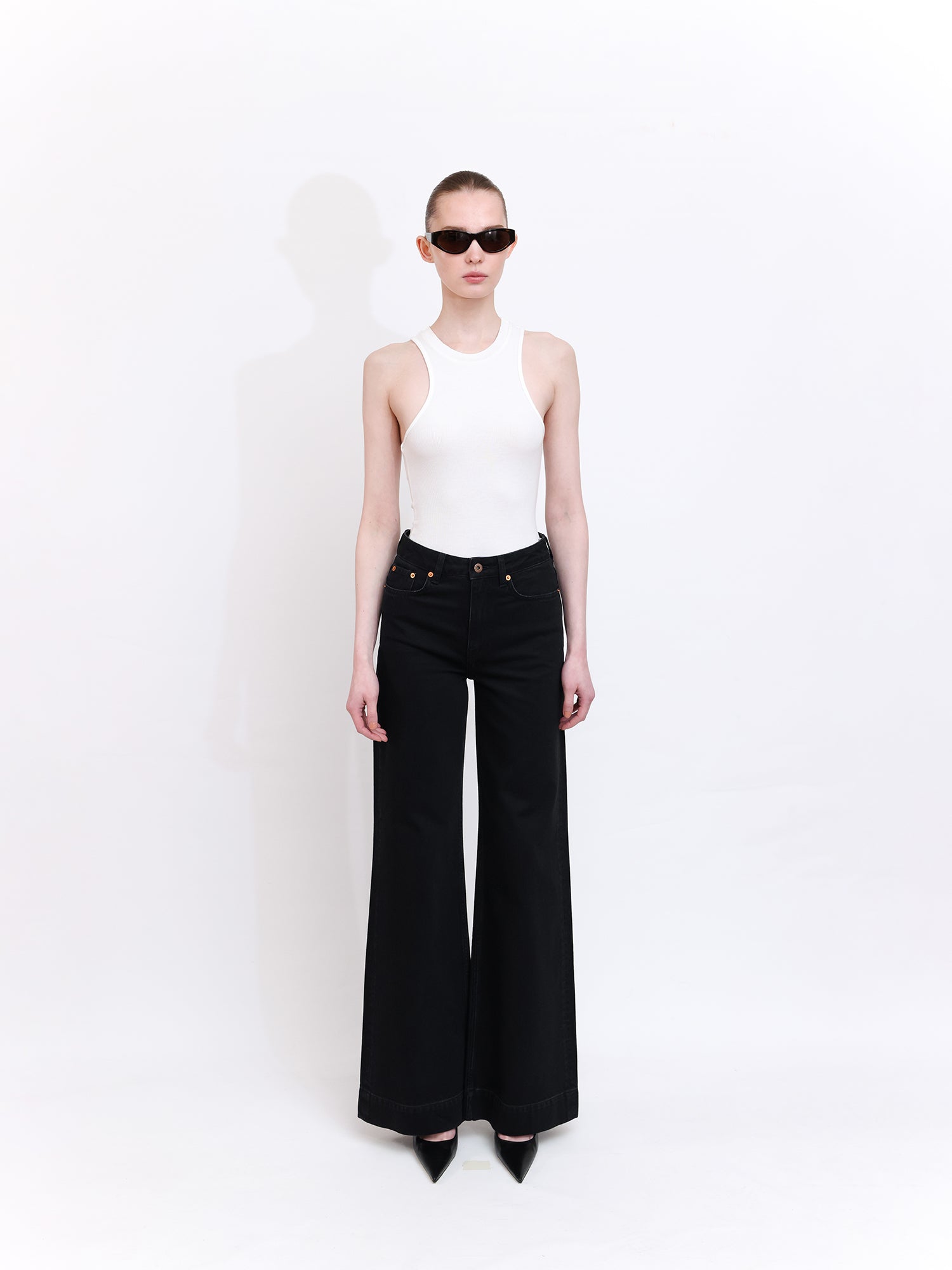 Black Straight-Cut Denim Jeans