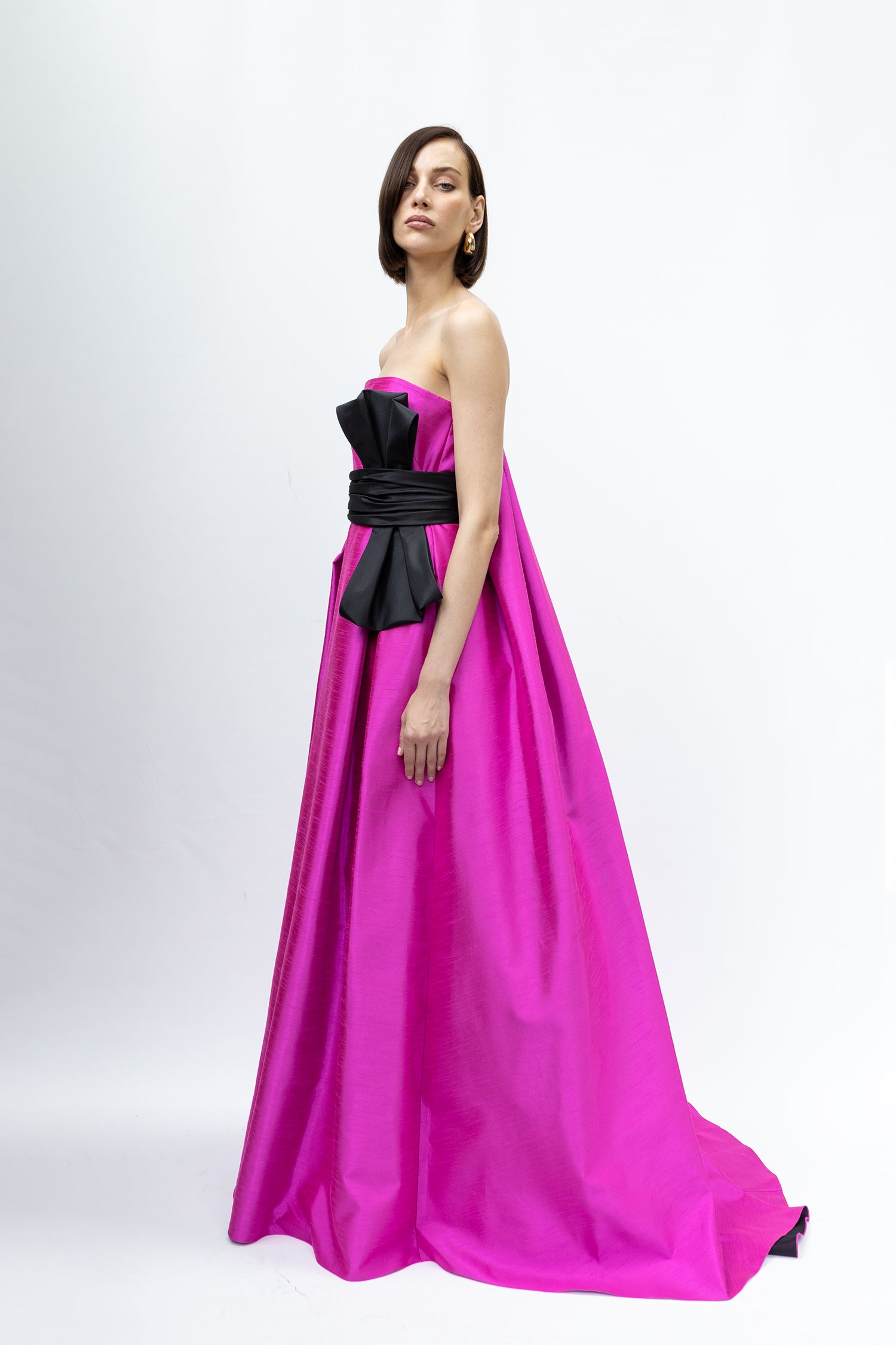 Shantung Gown which Fitted From Waist