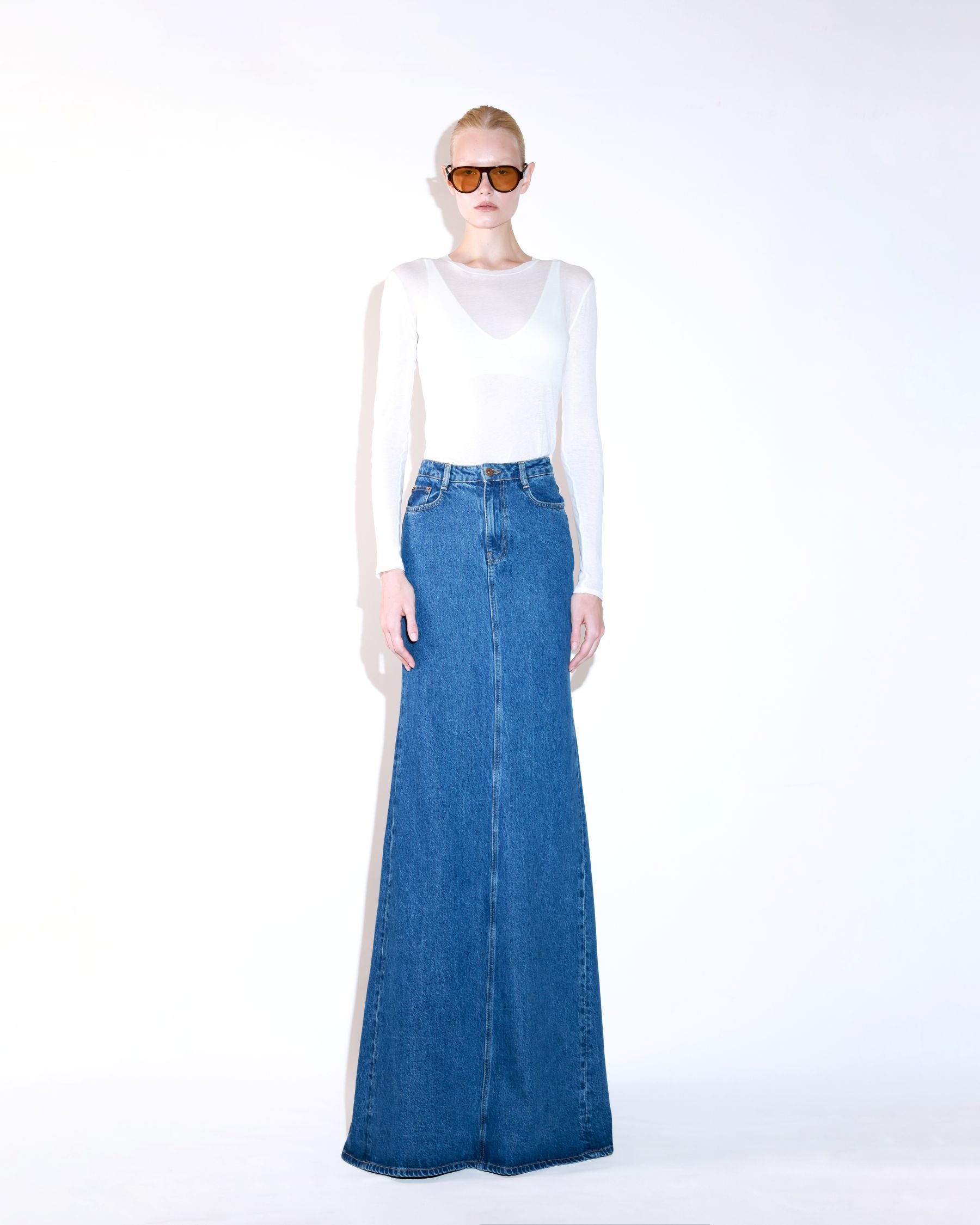 Blue A-Line Denim Skirt