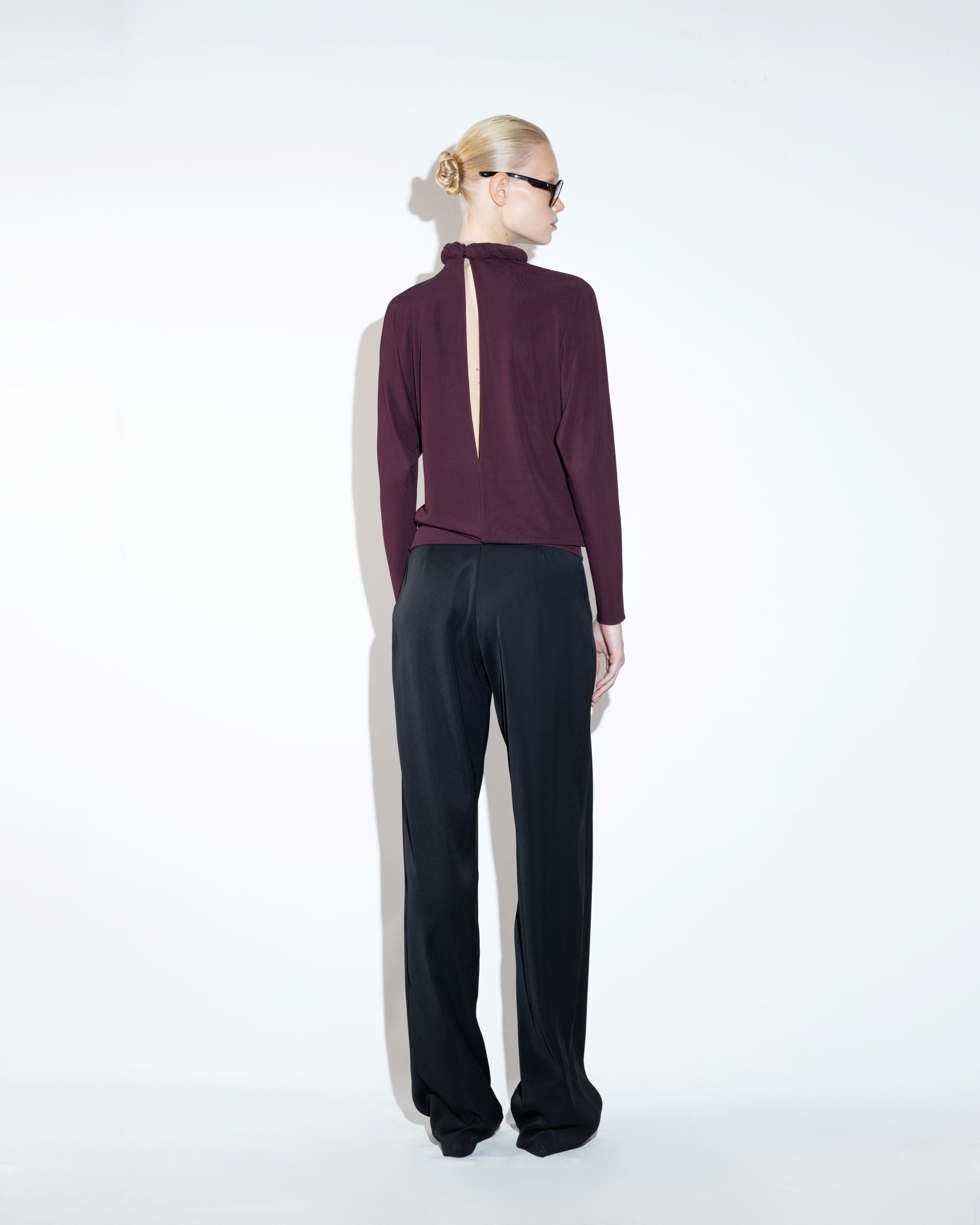 Wine-Colored Jersey Blouse