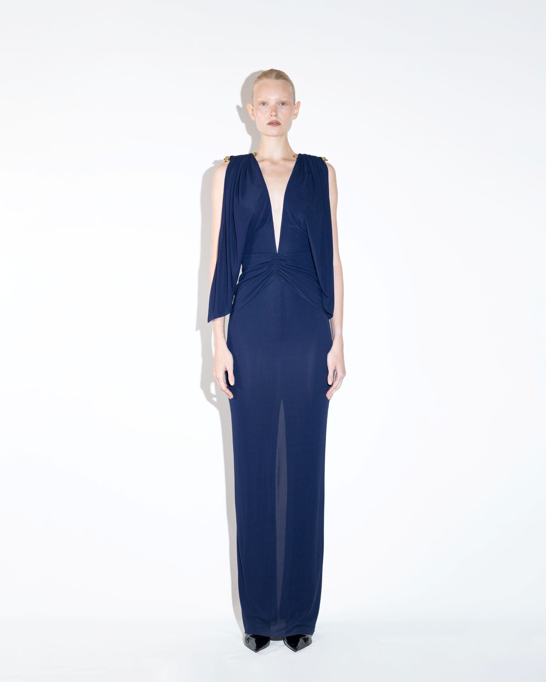 Navy V-Neck Maxi Dress