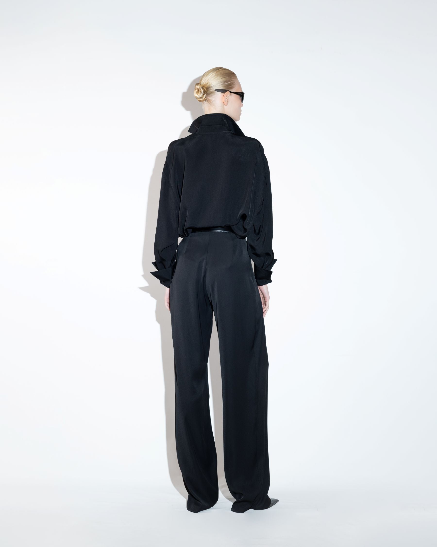 Wide-Leg Pleated Front Trousers