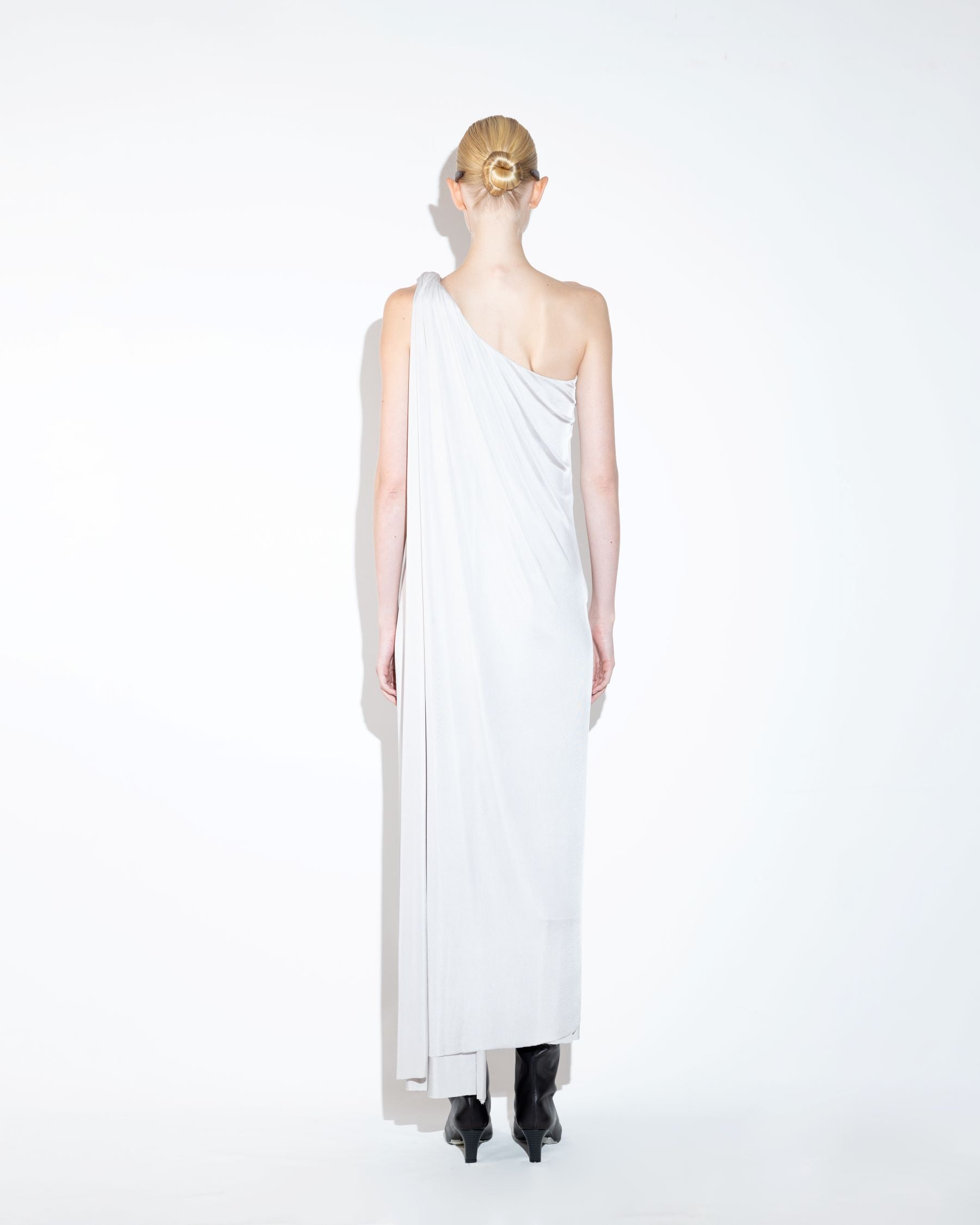 One Shouldered Dress with Scarf Layered