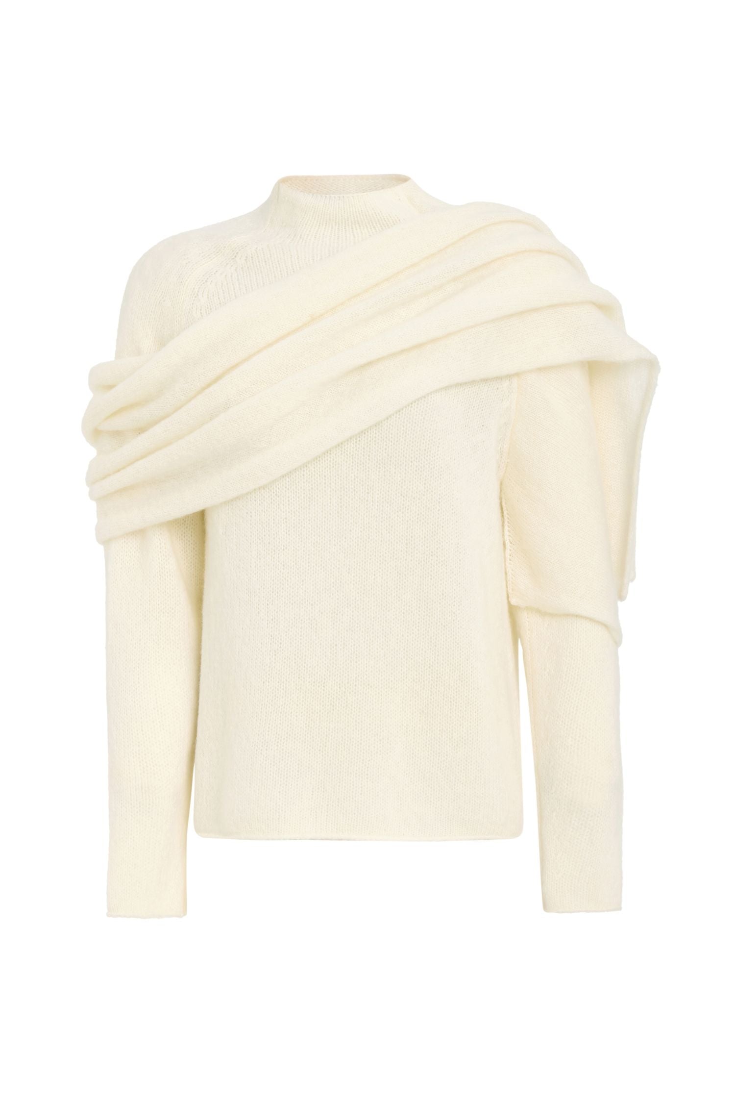 Turtleneck Sweater with Shawl Stitch Back