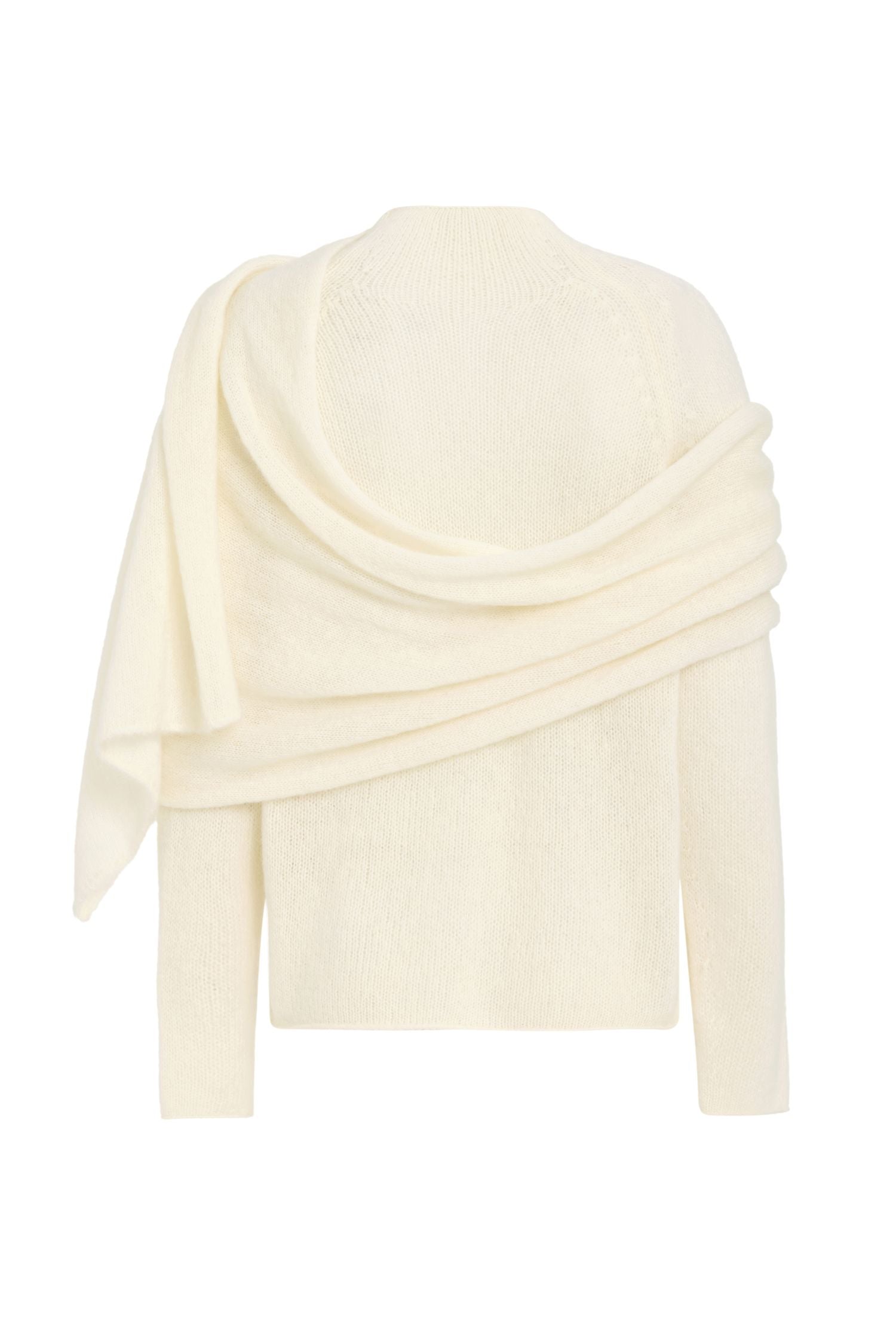 Turtleneck Sweater with Shawl Stitch Back