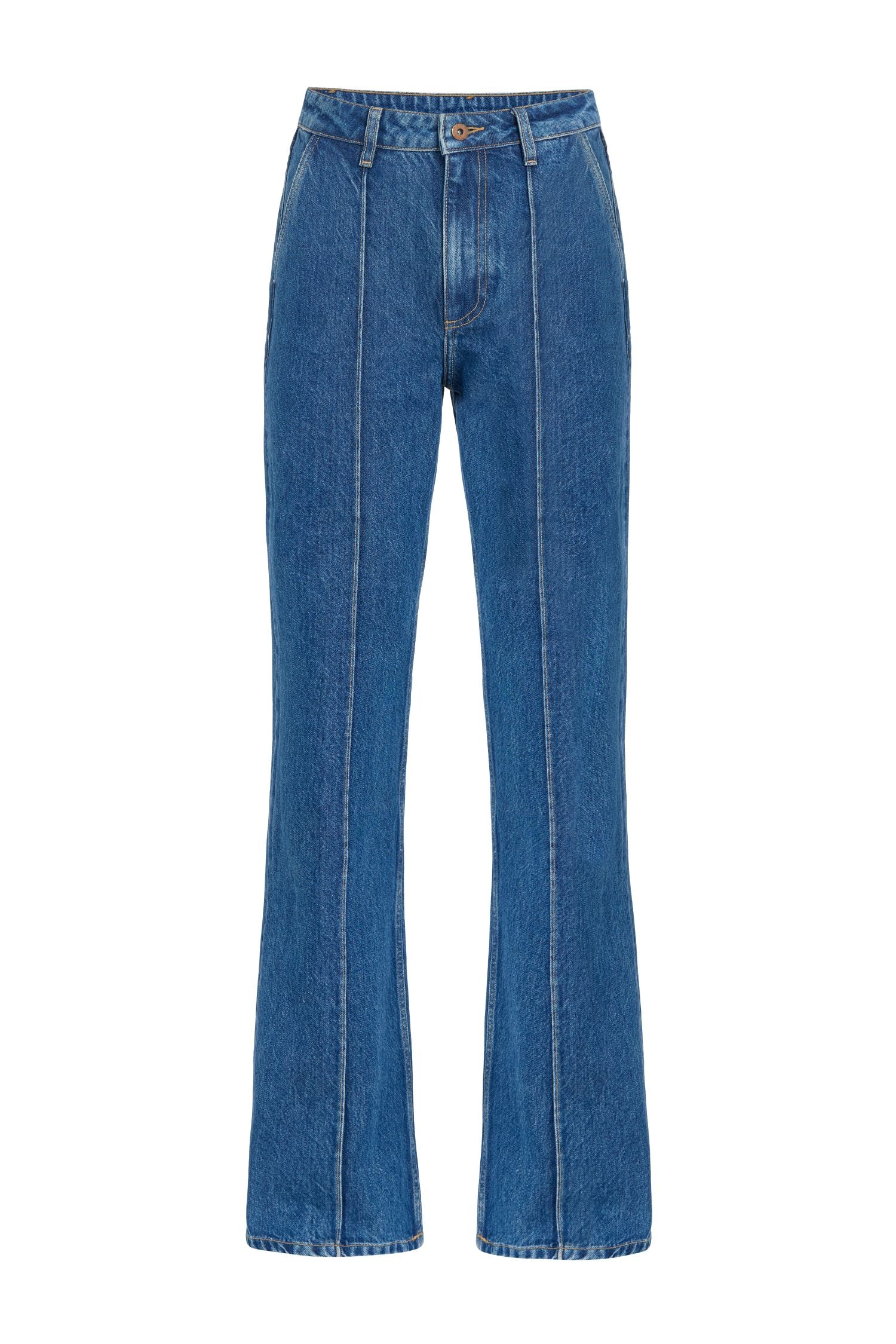 Blue Straight-Leg Denim Jeans