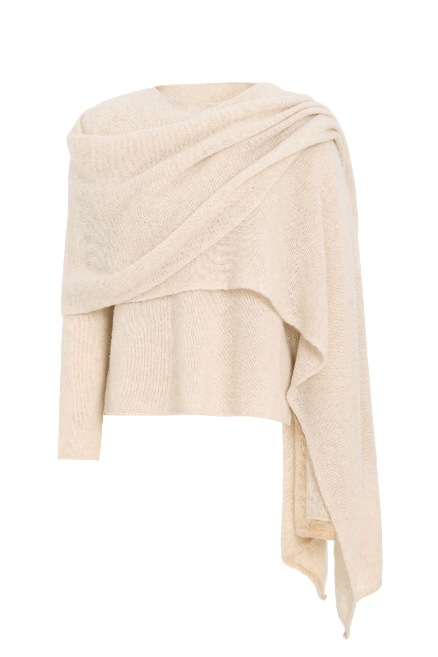 Crew Neck Sweater with Scarf Set