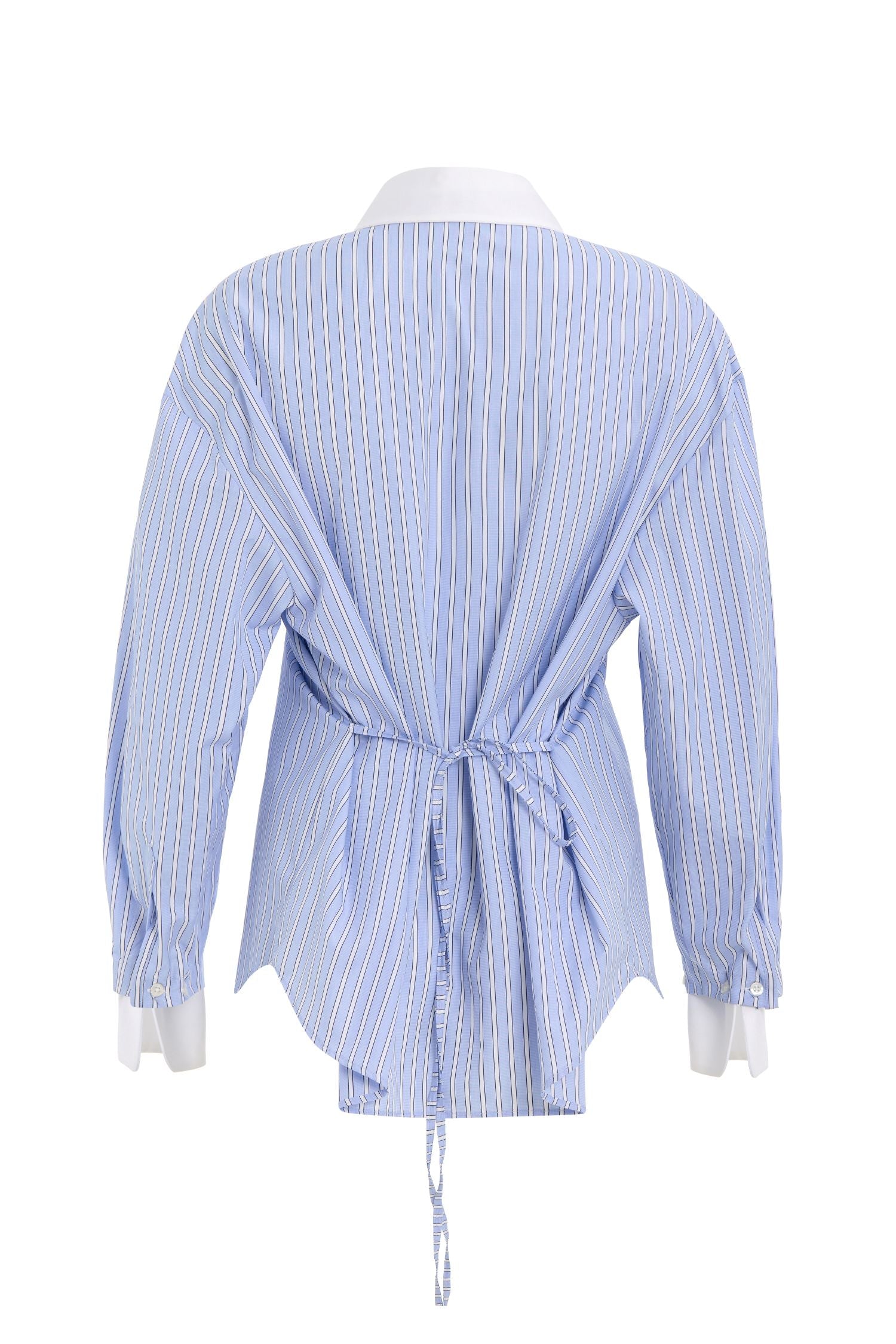 Blue Striped Shirt with Collar & Cuff Detail
