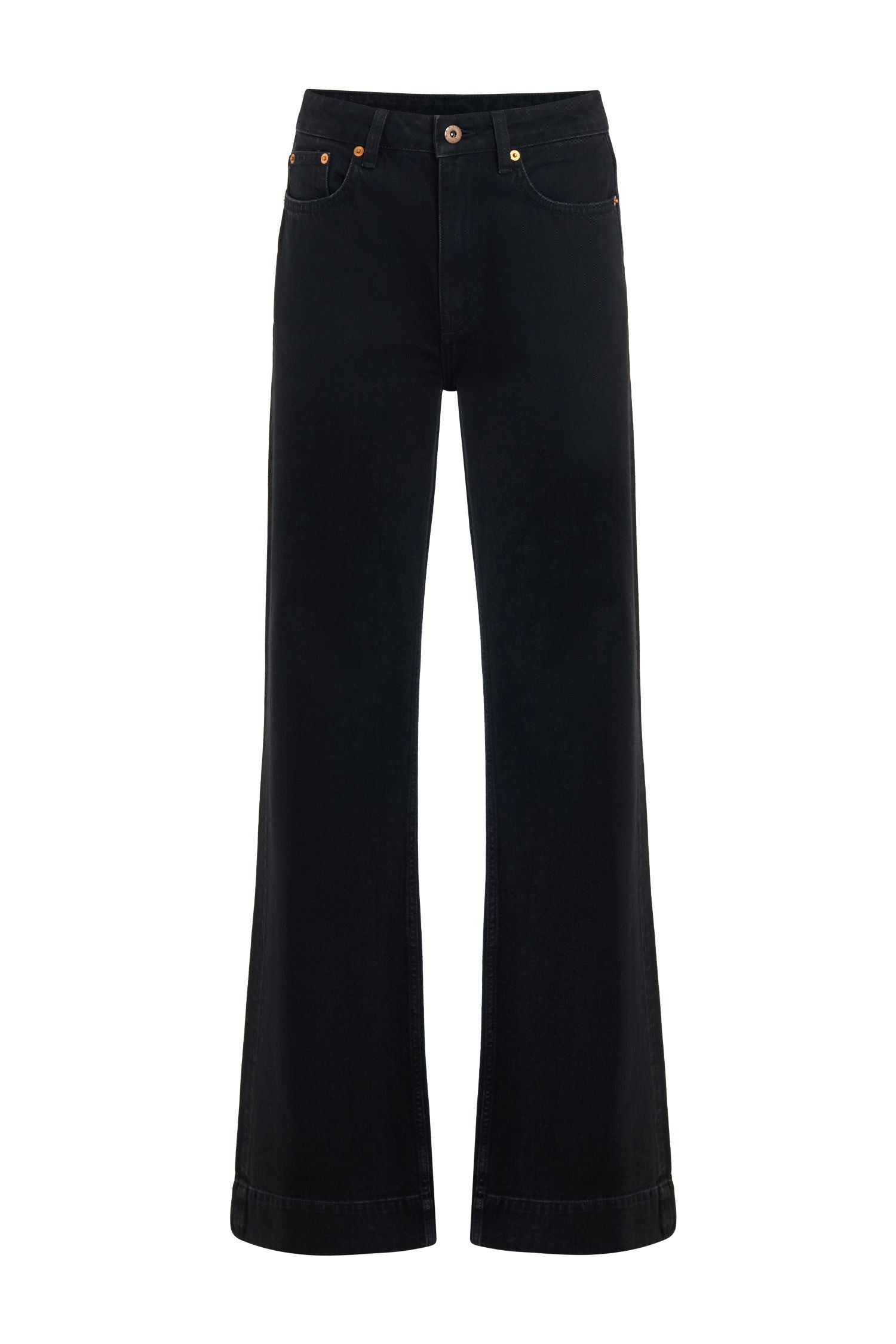 Black Wide-Leg Denim Pants